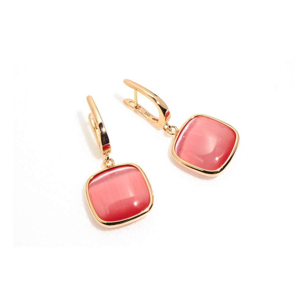 Madi Pendant Earrings with Hydrothermal Red Quartz