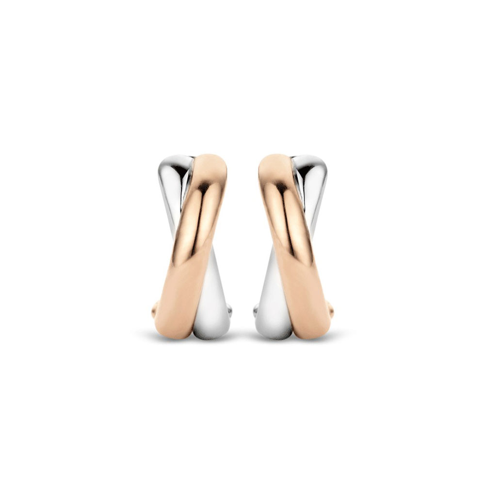 Ti Sento Milano Sterling Silver 925 Rose Gold Plated Hoop Earrings