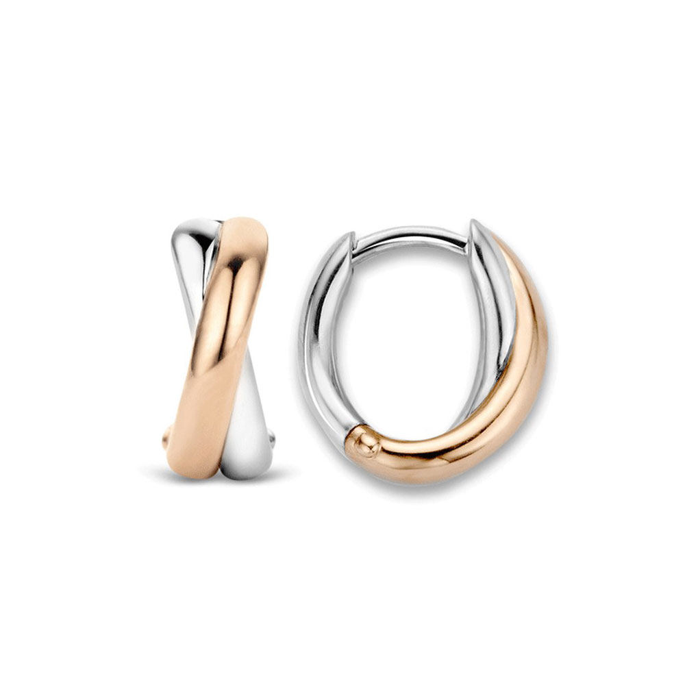 Ti Sento Milano Sterling Silver 925 Rose Gold Plated Hoop Earrings