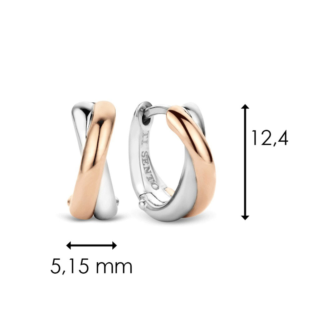 Ti Sento Milano Sterling Silver 925 Rose Gold Plated Hoop Earrings