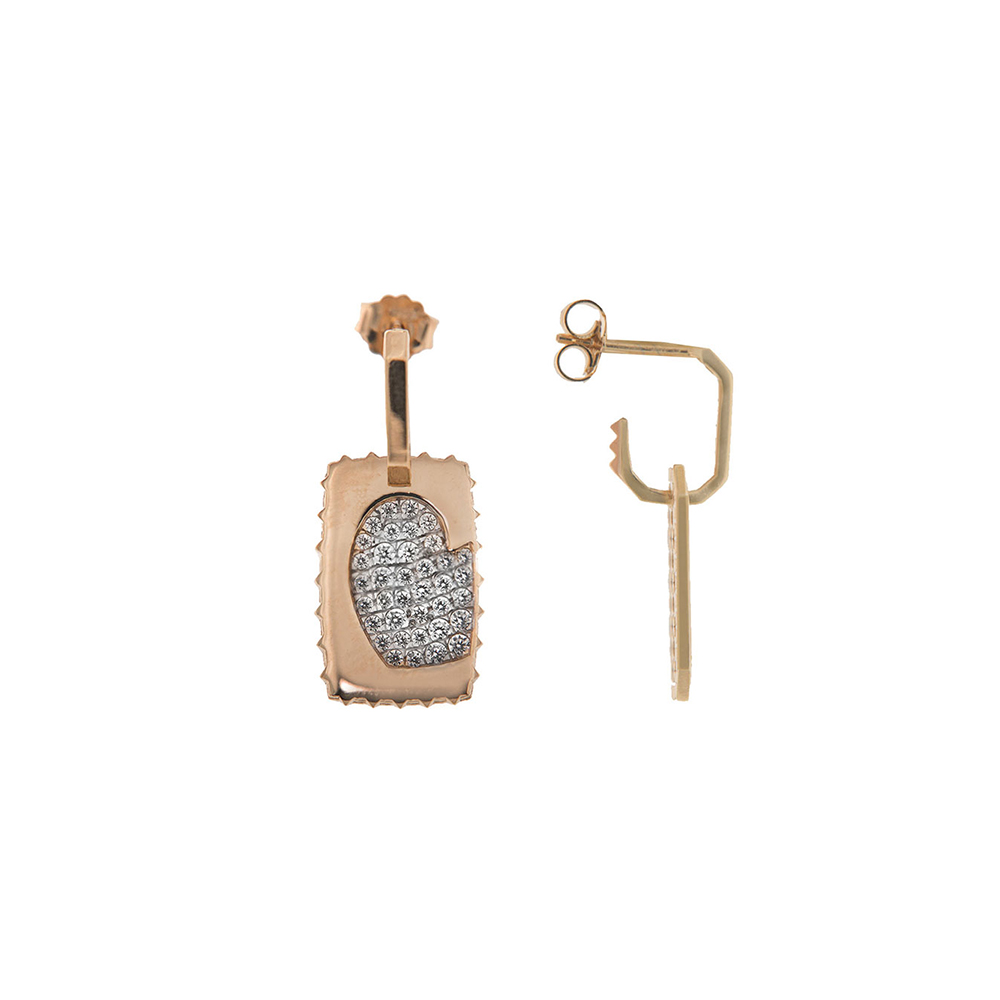 Rue des Mille Pink Heart Medal Earring