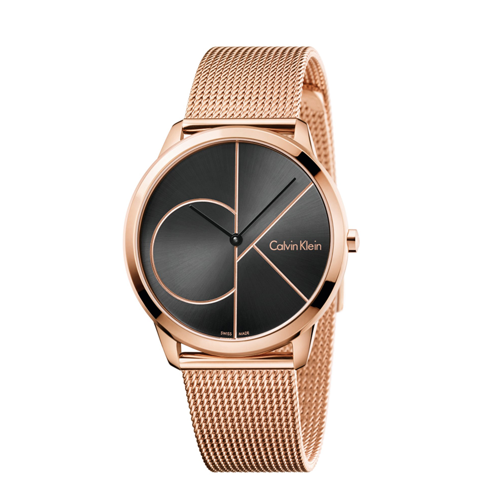 Calvin Klein Men's Watch Minimal Collection In Pink PVD Steel MM. 40 With Milan Mesh Bracelet