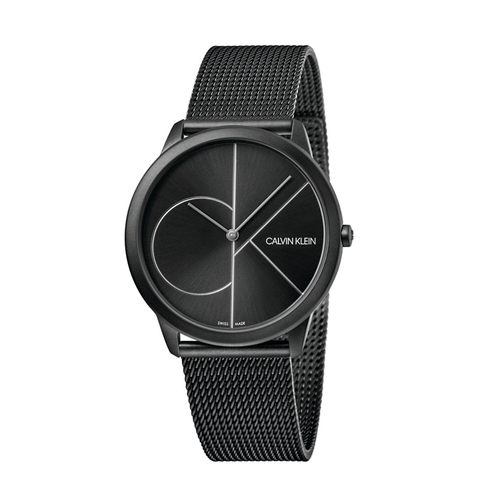 Calvin Klein Men's Watch Minimal in Black PVD Steel MM. 40 with Milan Jersey Strap