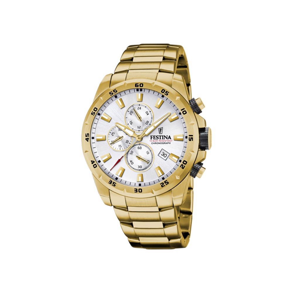 Festina Chrono Sport Gold Stahl Uhr 45 mm