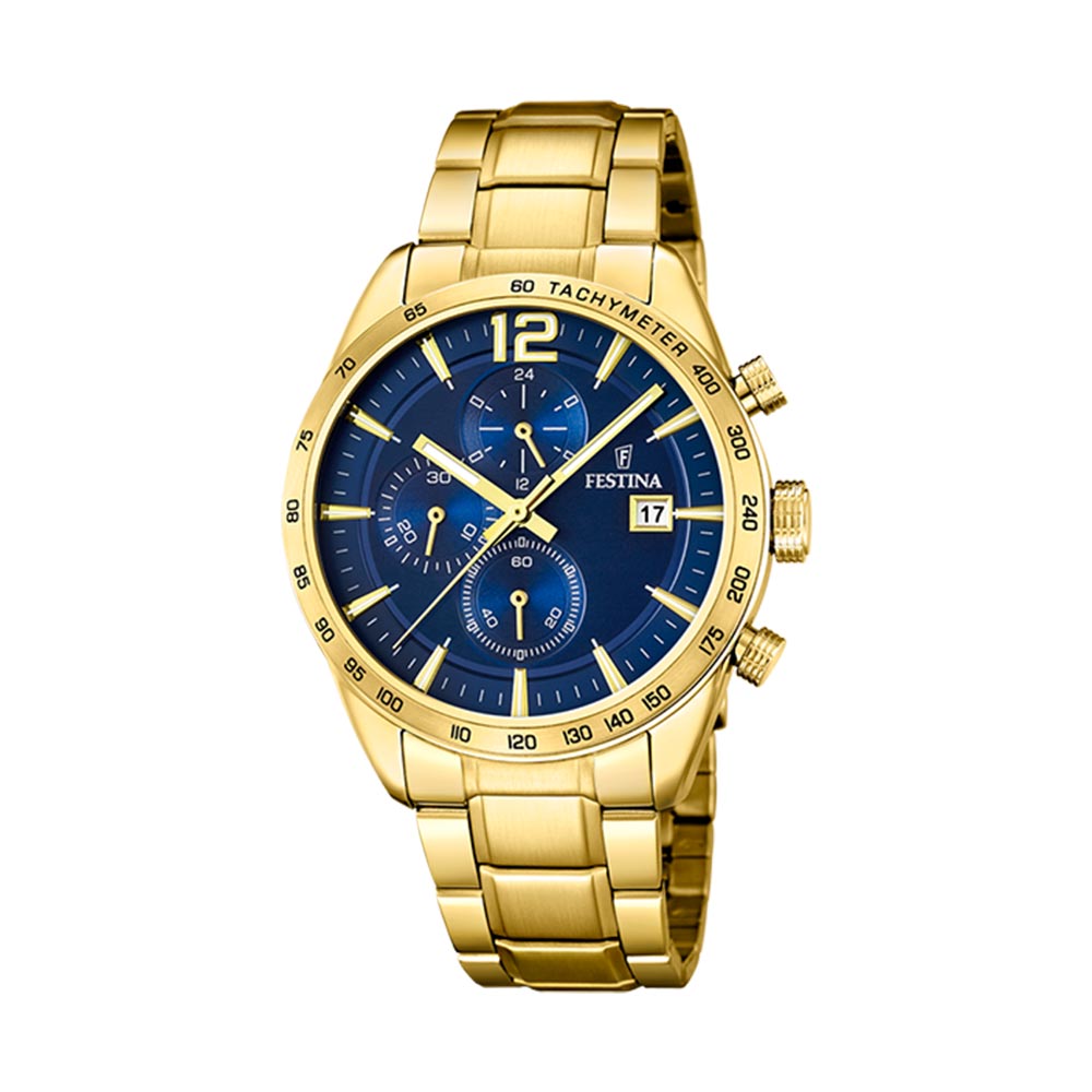 Festina Chrono Sport Watch in Steel Plated Yellow Gold 44 mm