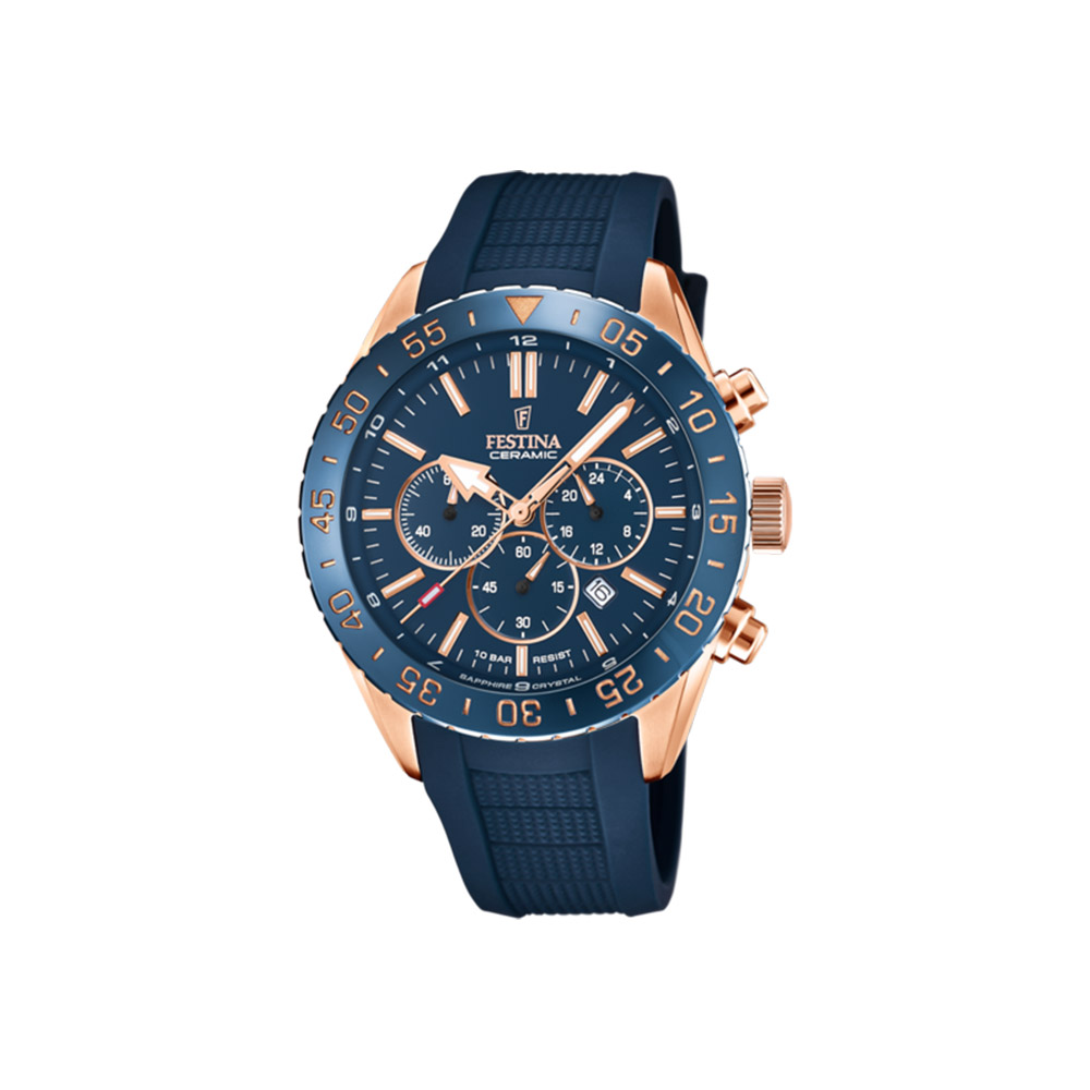 Festina Ceramic Blue Rubber 44 mm Uhr