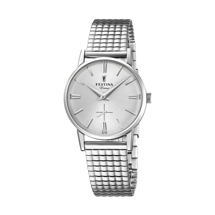 Festina Damenuhr Extra Collection Stahlgehäuse MM. 29 Versilbertes Zifferblatt mit elastischem Armband