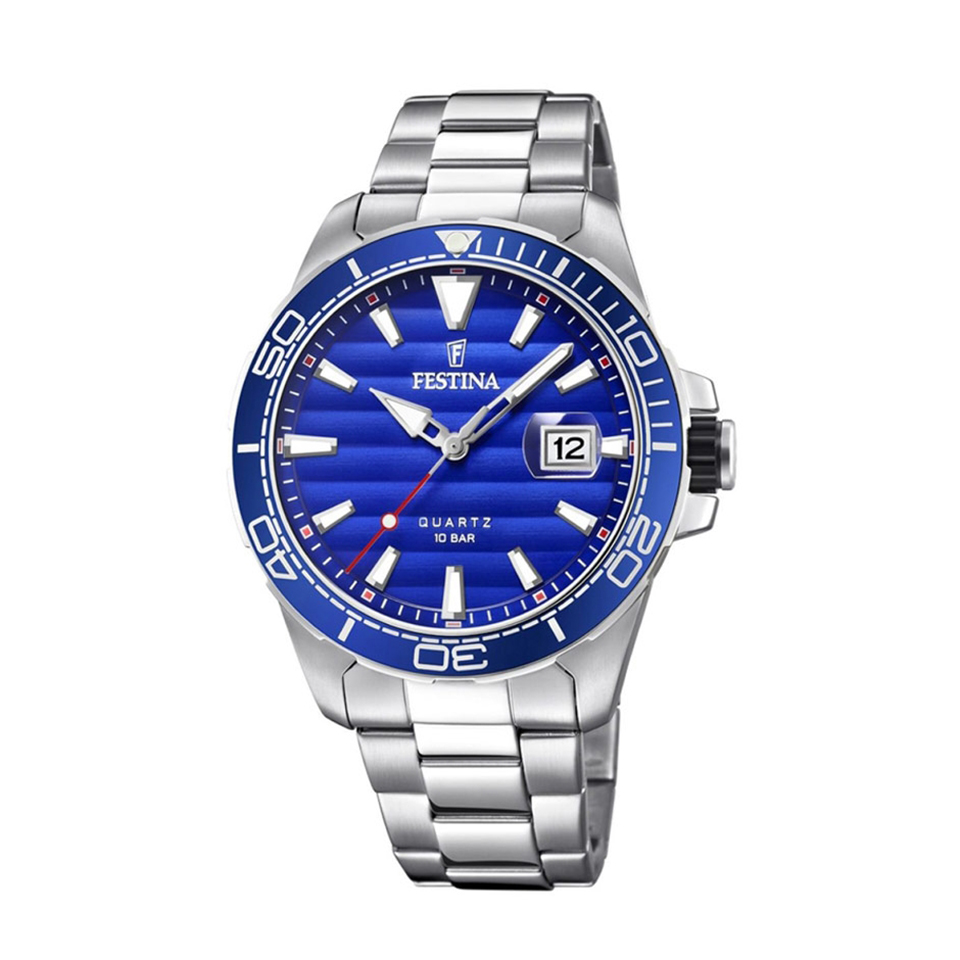 Festina Men's Solo Time Watch With Blue Three-Dimensional Dial Case MM. 44 Prestige Collection