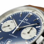 Hamilton Herren Intra-Matic Automatik Chrono MM. 40 Blaues Zifferblatt und braunes Lederarmband