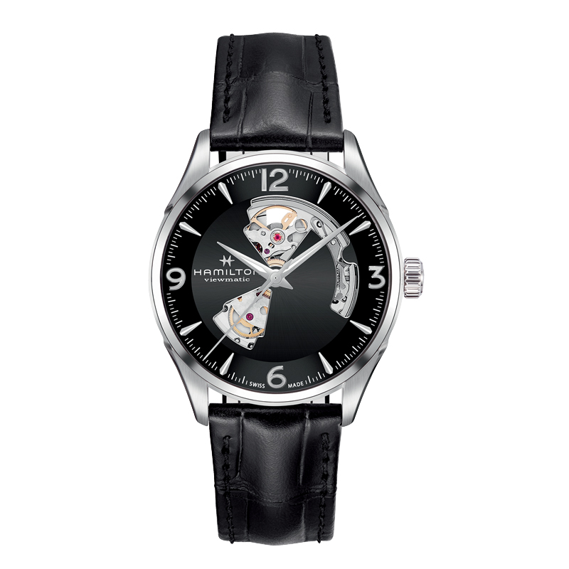 Hamilton Jazzmaster Open Heart Auto Leather Black 42mm Watch