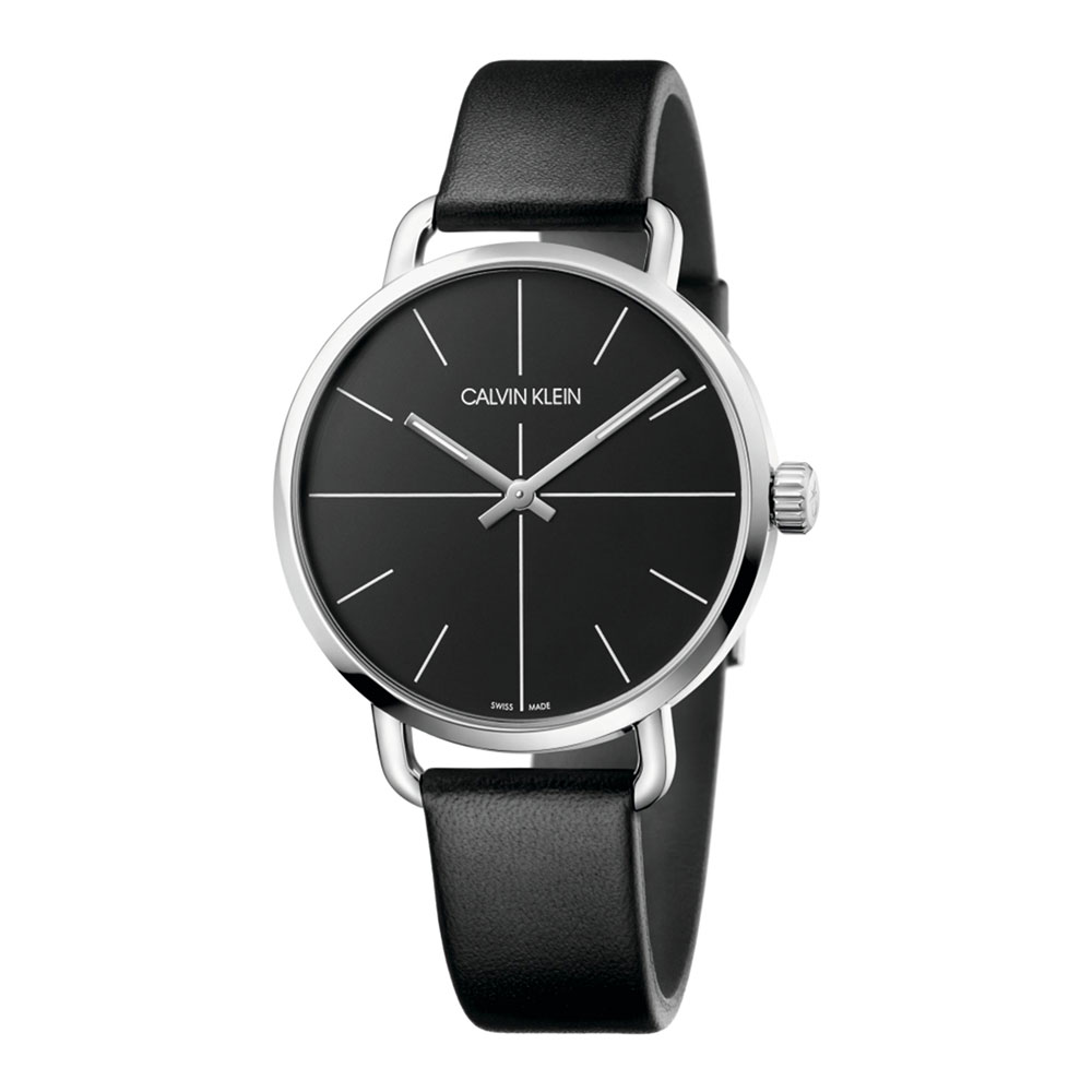 Calvin Klein Men's Watch Even Black Collection MM. 42 with Black Leather Strap