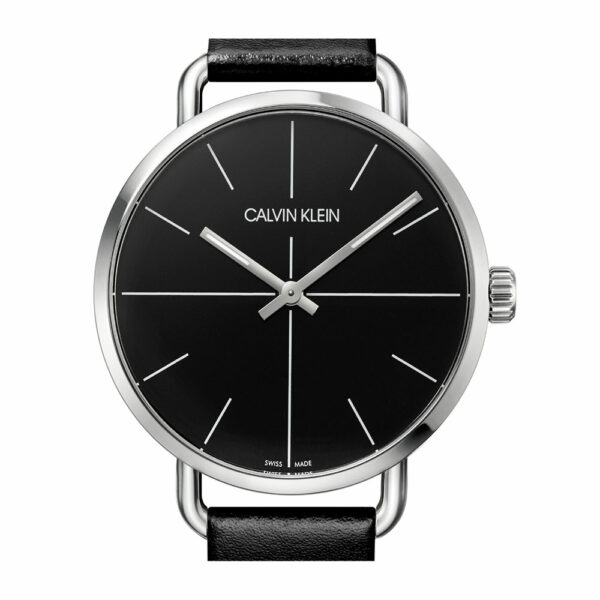 Calvin Klein Men's Watch Even Black Collection MM. 42 with Black Leather Strap