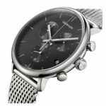Calvin Klein Herrenuhr Neue Kollektion High Noon Chrono Schwarzes Stahlgehäuse MM. 43 mit Strickarmband Mailand