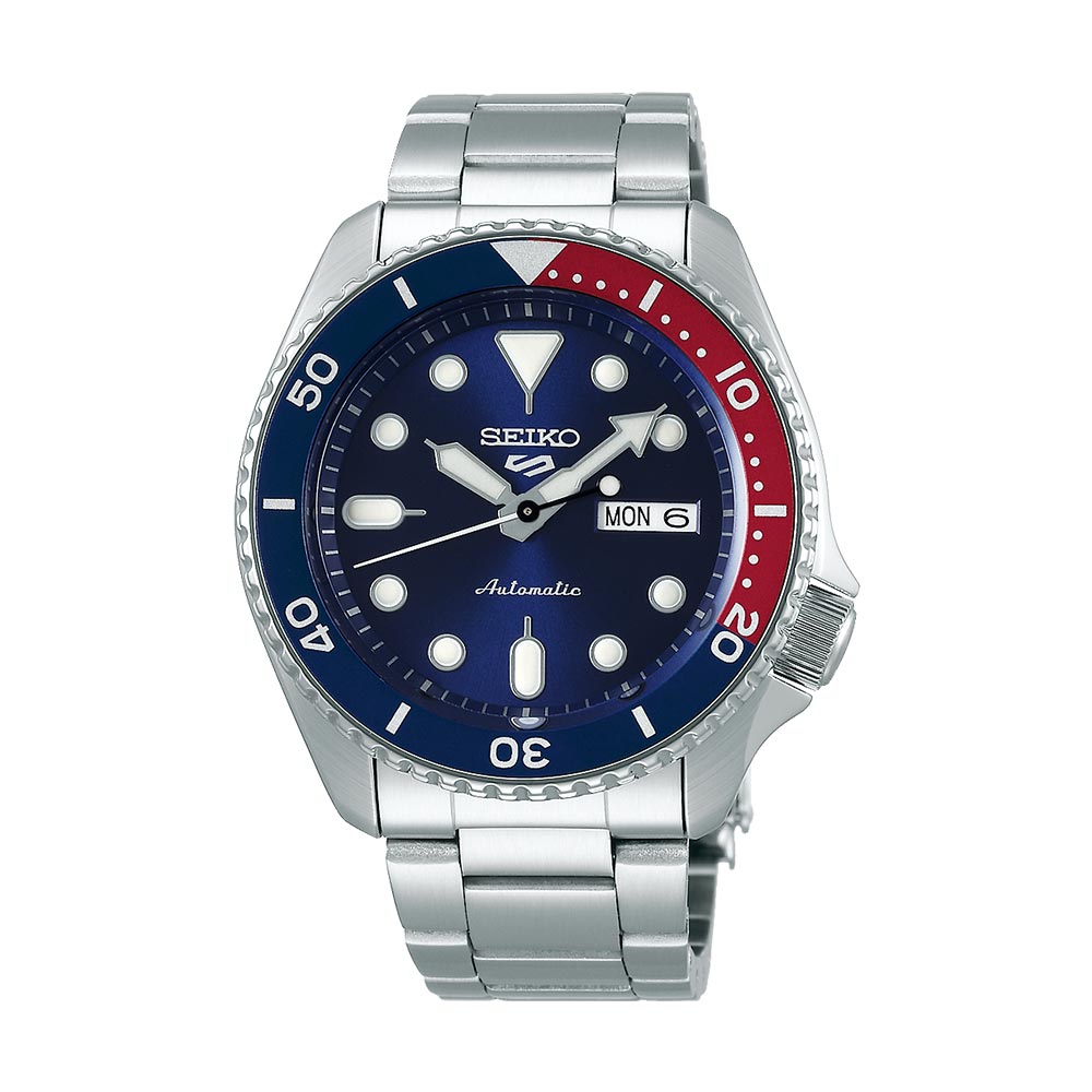 Seiko SRPD53K1 5 Sport Automatik Rot Lünette Blau Herren 42,5 mm