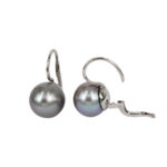 Fabio Ferro Earrings in White Gold with Grey Asian Pearls Diameter 14 mm