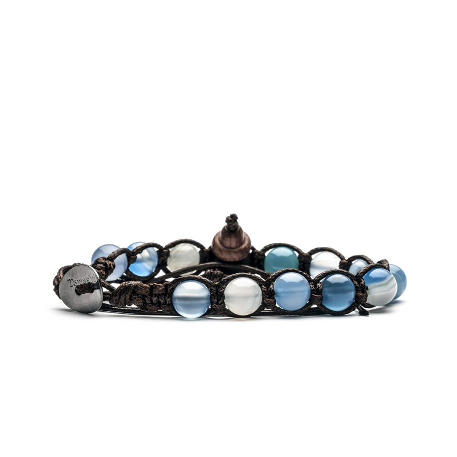 Tamashii Original Tibetan Bracelet With Light Blue Striated Agate