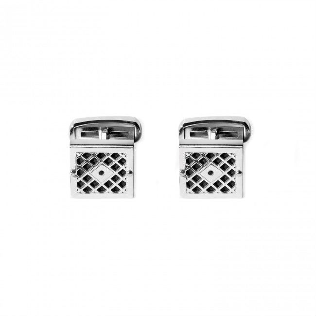 Comete cufflinks Men Net In Black PVD Steel and Black Spinel