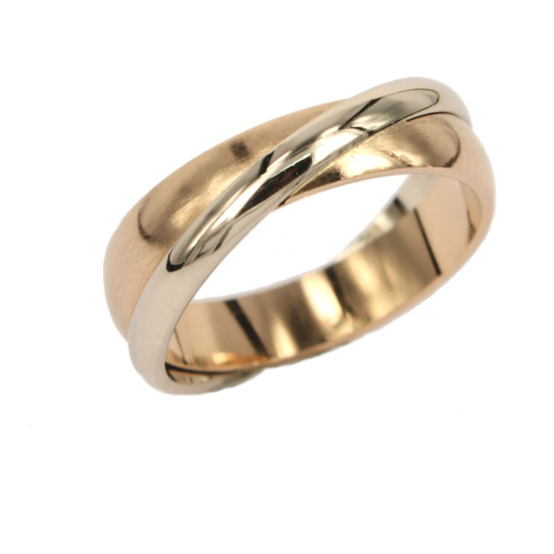 Satin Yellow Gold and White Gold Wedding Band Model Union Fabio Iron the Jewels