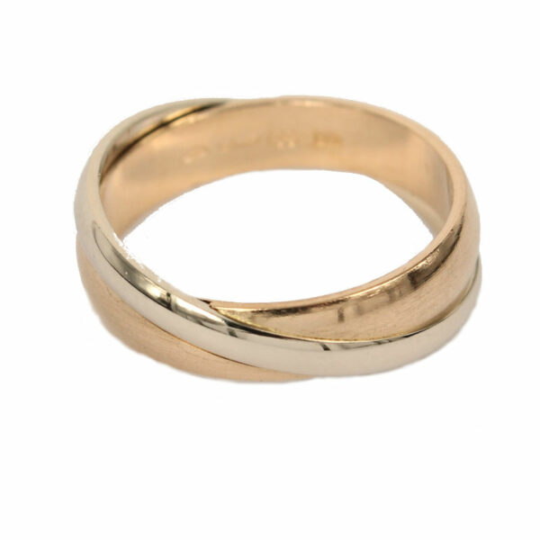 Satin Yellow Gold and White Gold Wedding Band Model Union Fabio Iron the Jewels